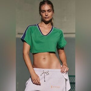 Free People Movement Sporty Cropped Tee in Green & Blue Combo BNWOT Sz S and L